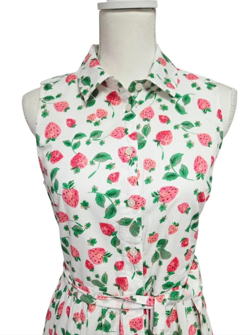 J.Crew Strawberry Print Collared Midi Dress Size 2 NWT